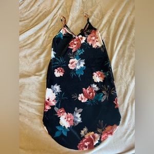 Flowered velvet scoop bottom fitted dress